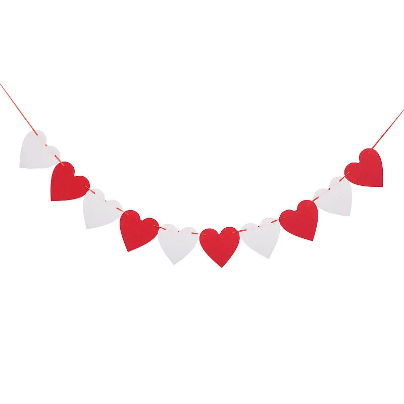 guirlande coeurs feutre rouge rose blanc decoration saint valentin anniversaire mariage festif