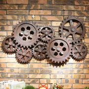 Décoration murale vintage à 8 engrenages Steampunk en bois pour maison et bar - Ombre Interieur