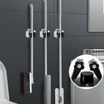 organisateur mural support balai serpillière acier inoxydable clips fixation moderne rangement crochets transparent