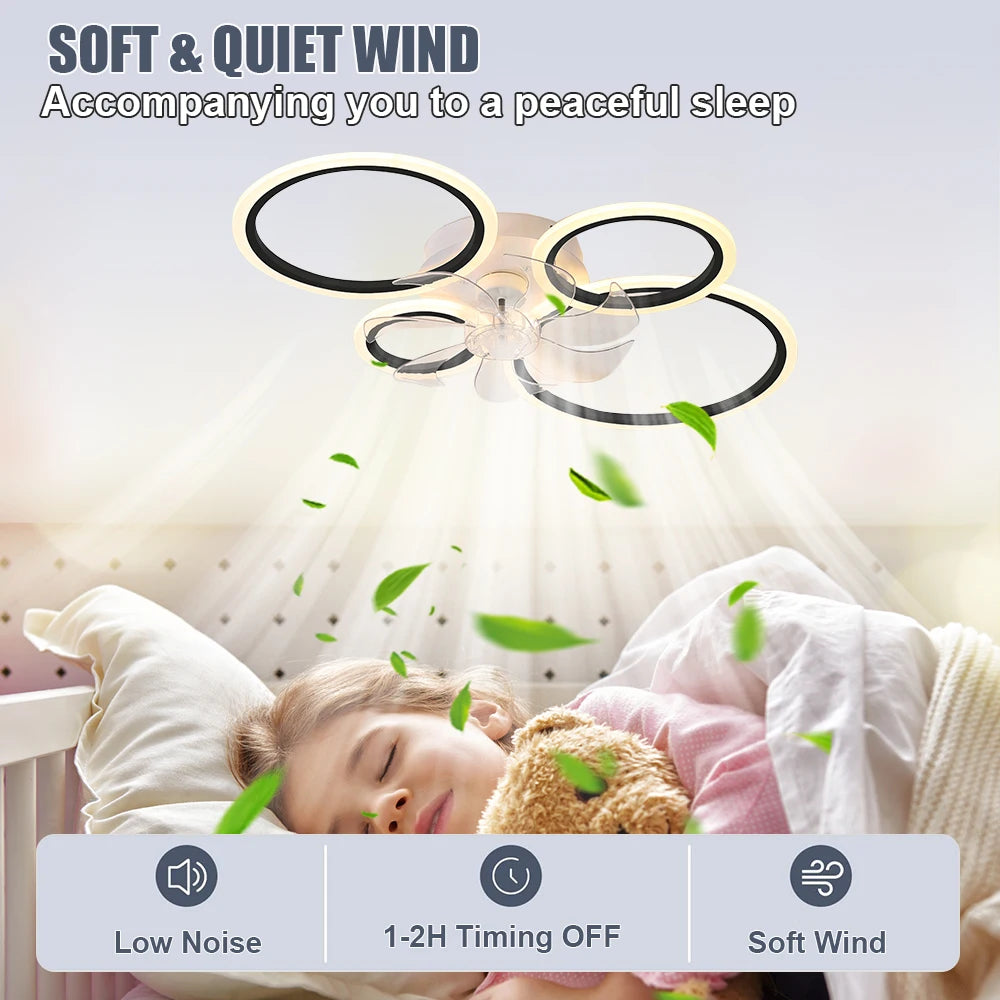 ventilateur led moderne blanc télécommande luminaire salon chambre contemporain