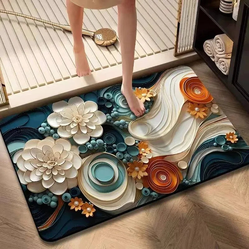 tapis multicolore fleurs relief moderne porte barre 40x60cm 50x80cm