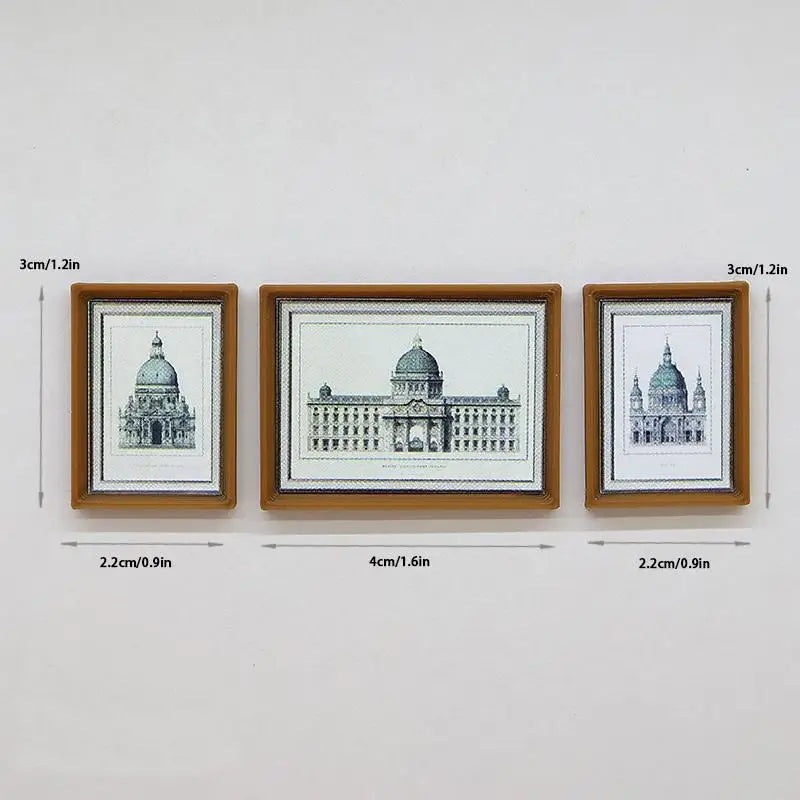 cadres photo miniatures vintage plantes bois clair paysages illustrations bleu gris minimalistes modernes