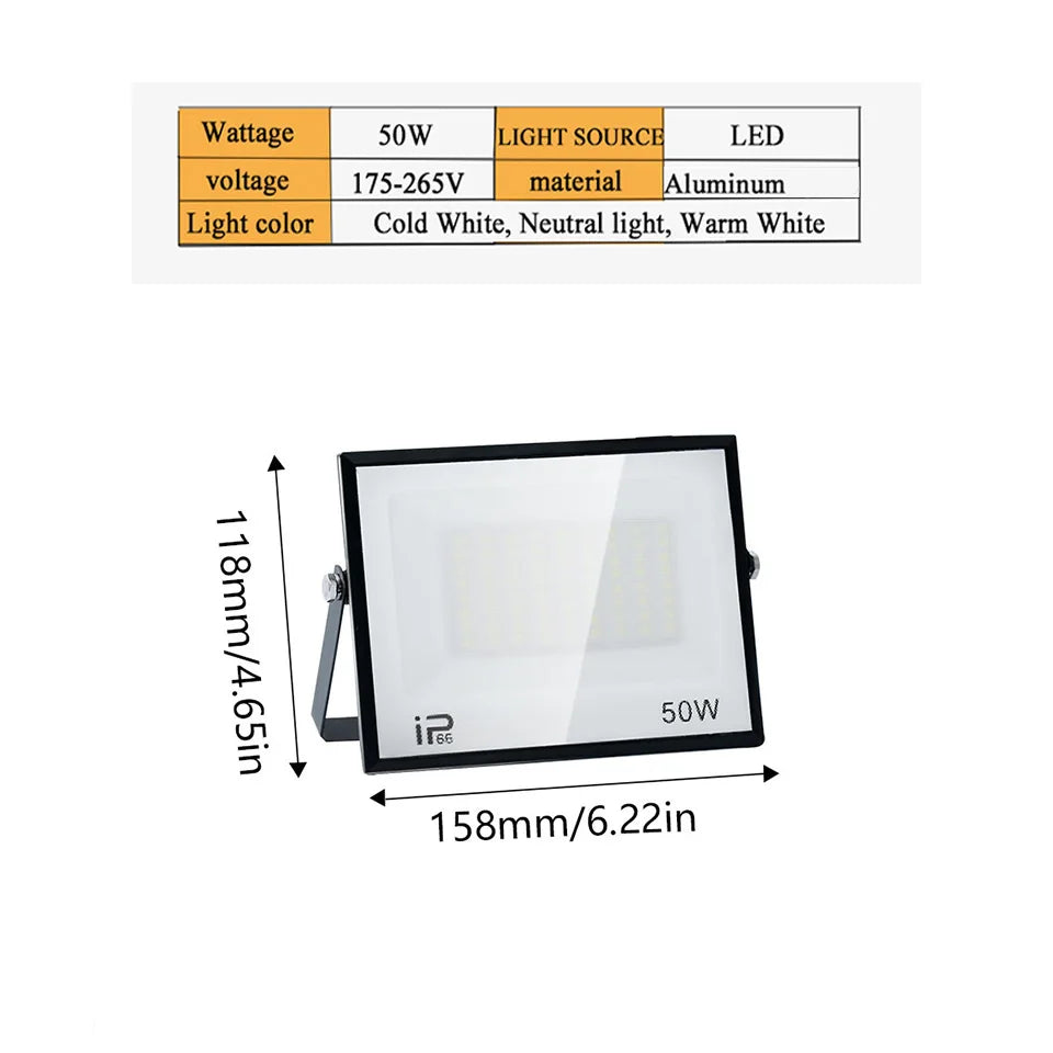 projecteur led ip66 étanche 20w 30w 50w 100w extérieur blanc noir moderne