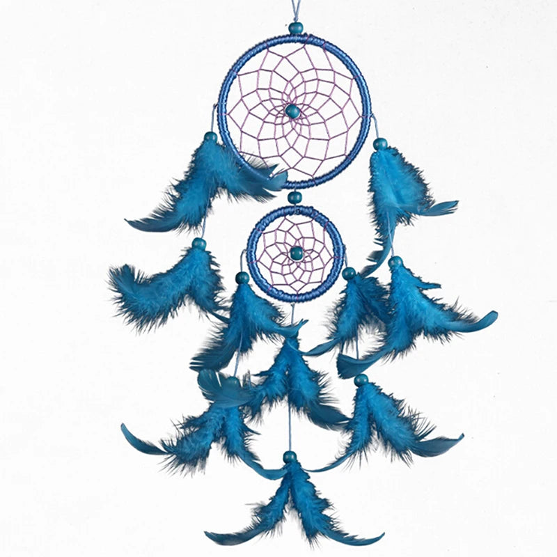 décoration murale attrape rêves noir plumes filigrane pierre semi précieuse boho ethnique chambre coucher