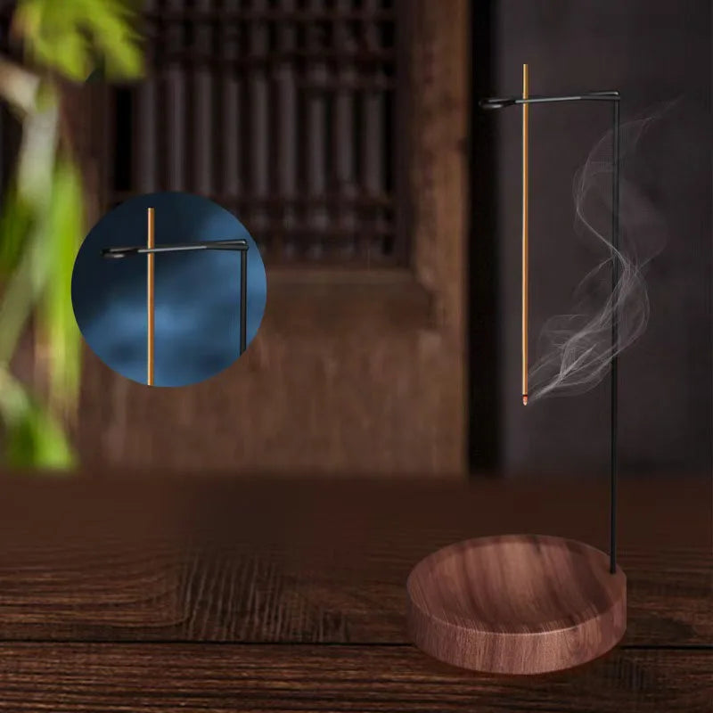 support encens bois métal minimaliste zen salon décor naturel hauteur stable fixe