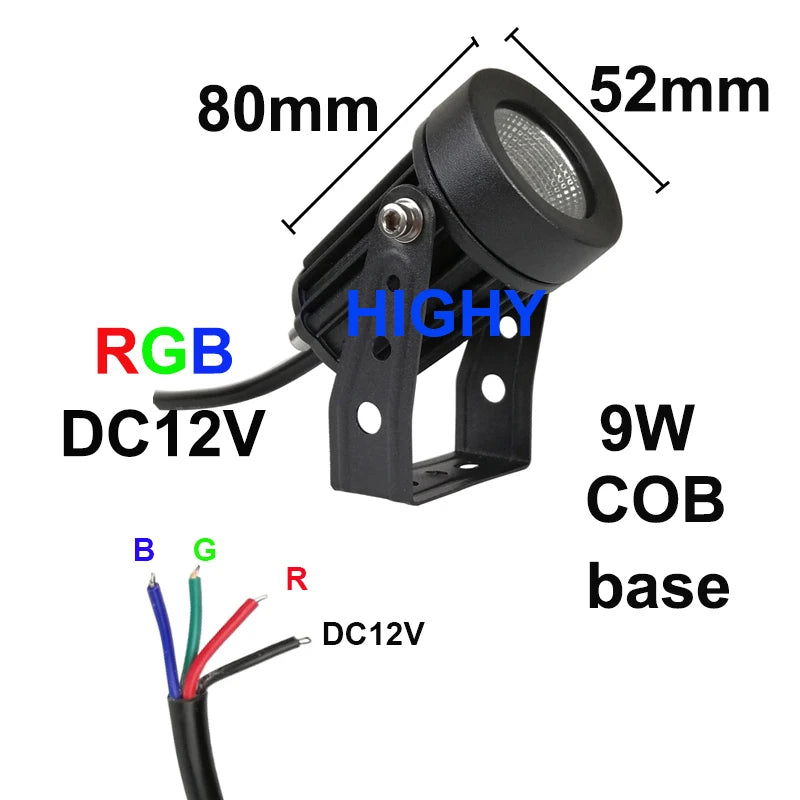 projecteur led jardin rgb télécommande ip65 moderne noir grisextérieur autonomecable filaire 12v