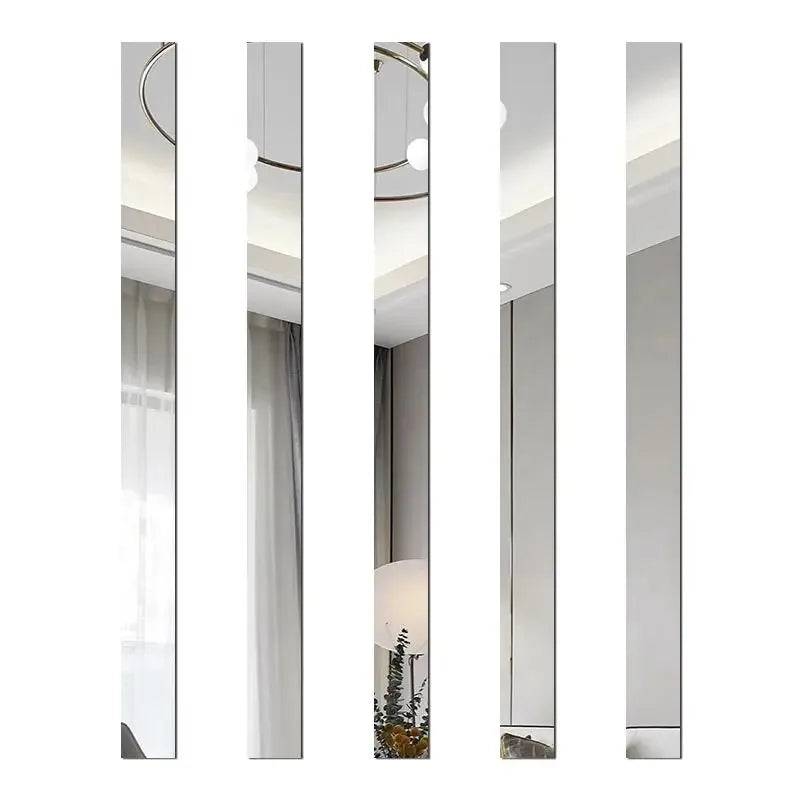 sticker mural miroir adhésif acrylique moderne rayures horizontales noir blanc bleu doré rouge orange