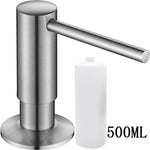 distributeur savon liquide argenté finition brossée moderne minimaliste bouteille 500ml opacité fixations accessoire salle