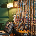 rideaux semi transparents brodés motifs floraux baroque luxueux salon fenêtre française