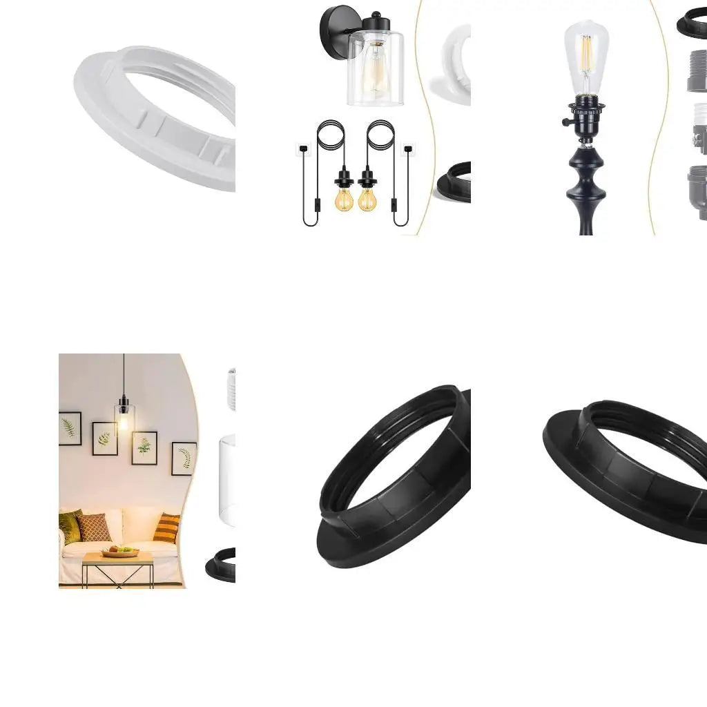 anneaux fixation lampe blanc noir modernes polyvalents diffuseurs lumineux rond lisses opaques
