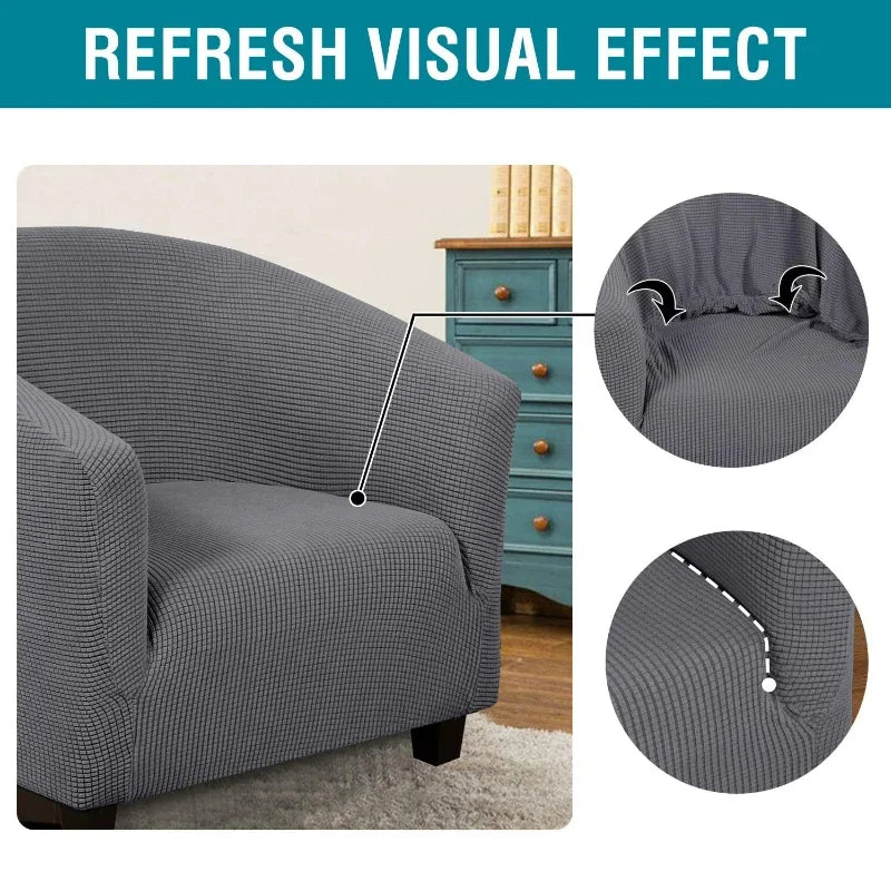 fauteuil moderne housse polyester jacquard gris élégants boutons protection salon automne hiver