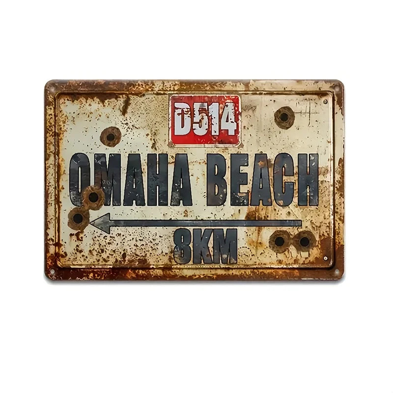 panneau decoratif metal rouille guerre mondiale omaha beach industrielle vintage militaire