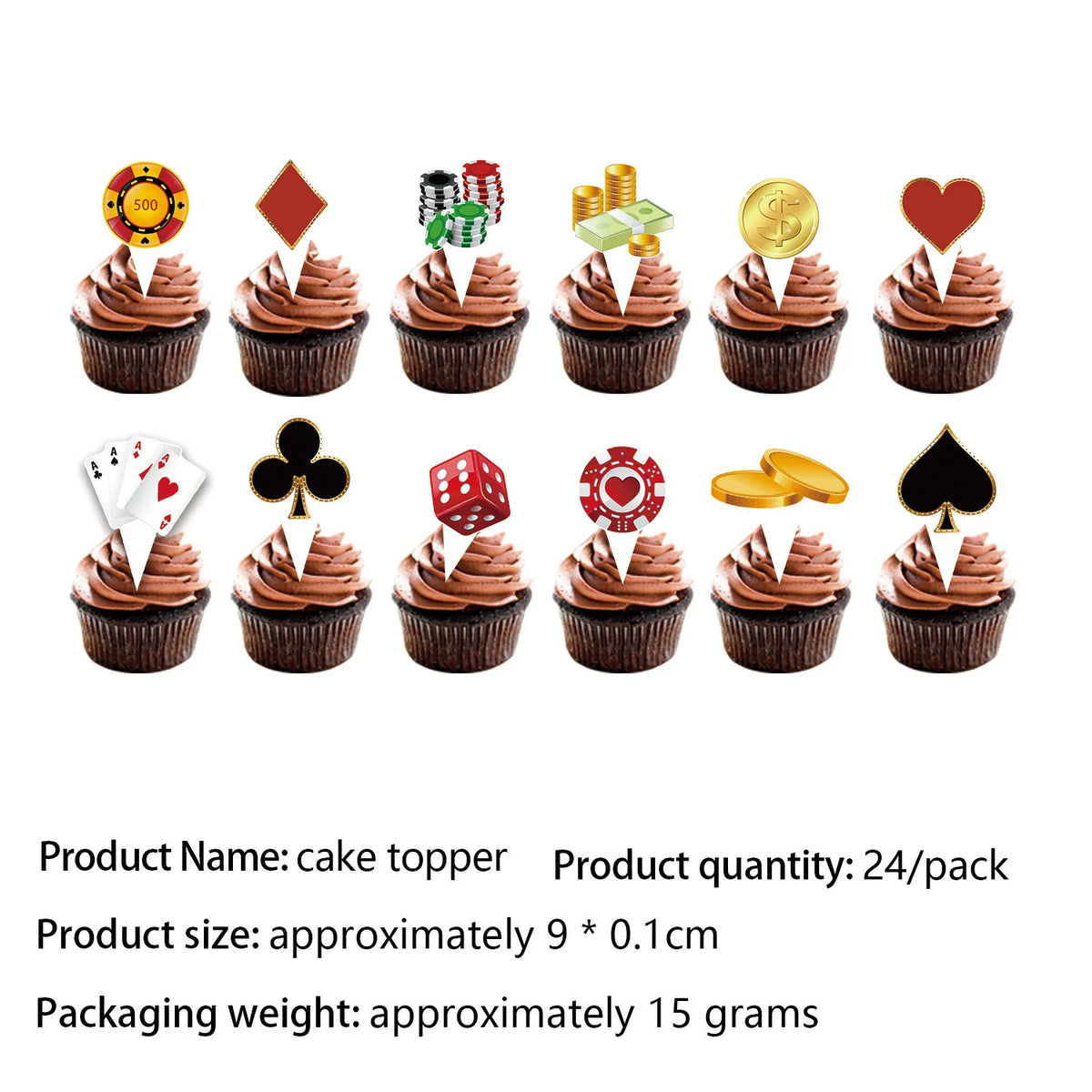 accessoires decoration gâteau anniversaire enfant fête cartes poker symboles casino toppers assiettes decorations suspendues