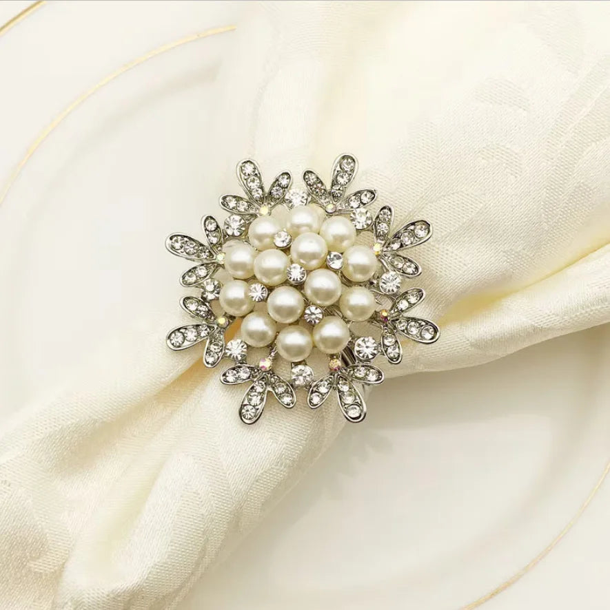 boucle serviette blanches strass dorés classique élégant clips serviettes fourchette couteau citron doré blanc
