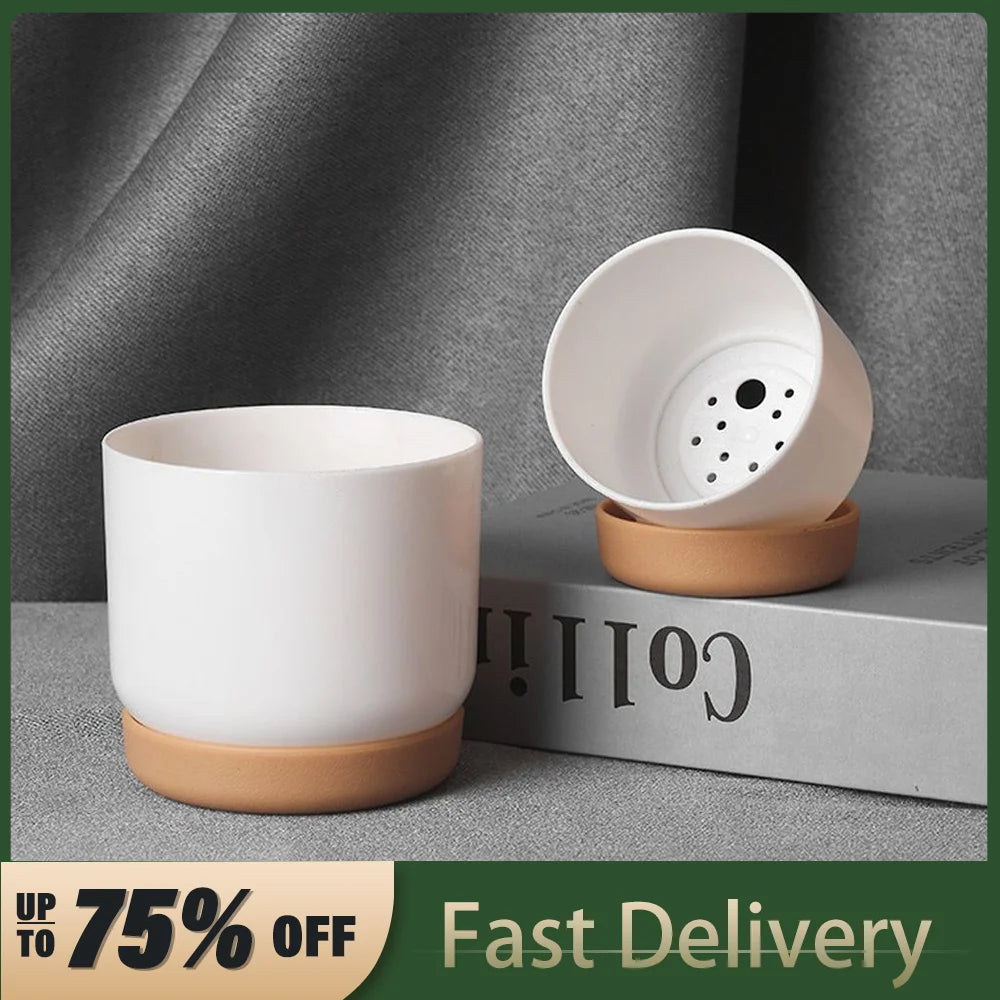 pots plantes blanches modernes grille drainage adhésif support minimaliste