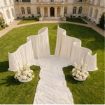 rideau fond blanc crème élégant tissu plissé semi transparent cérémonie mariage moderne sculptural