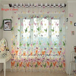 rideau fenêtre imprimé papillon transparent moderne floral métallique blanc jaune rose