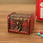 boîte bijoux vintage bois imprimé floral artisanal cadenas métal rouge marron beige