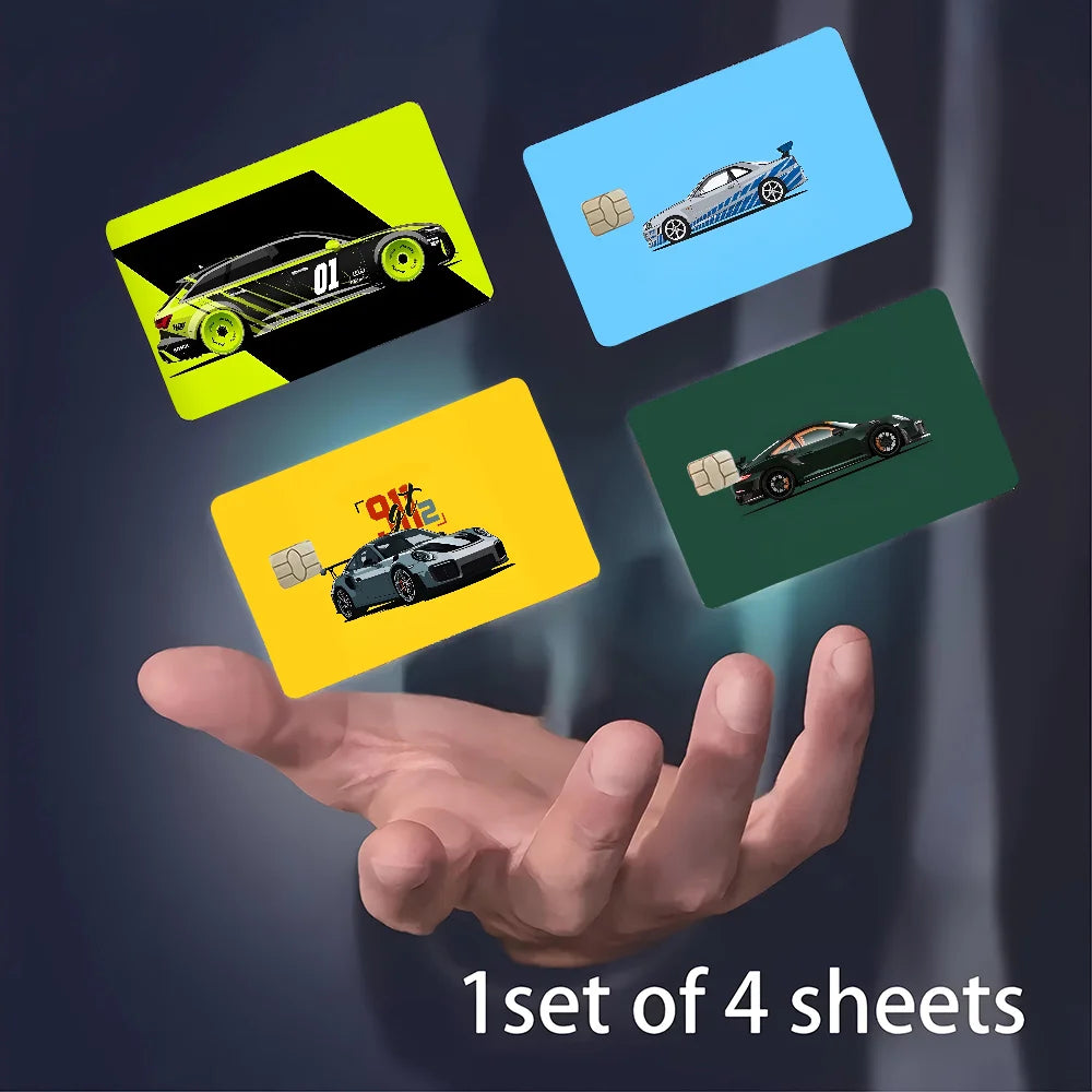 stickers carte crédit voiture sportive stylisée moderne waterproof réutilisable jaune fluo noir