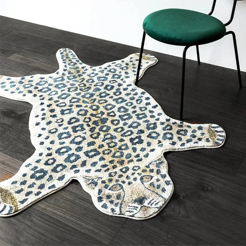 tapis imprimé léopard moderne rose blanc bleu noir cuisine salle bain antidérapant imperméable