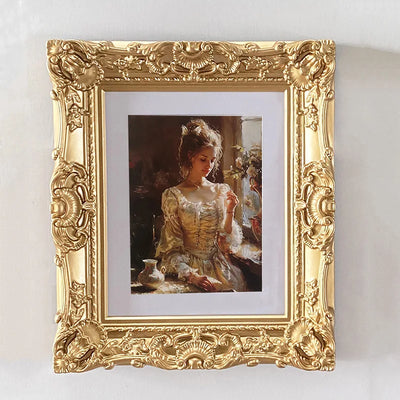 Cadre photo mural en résine sculpté style européen rétro couleur violet