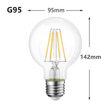 ampoule led filament édison transparente dorée vintage 360° e27 220v 4w 6w 8w 2700k
