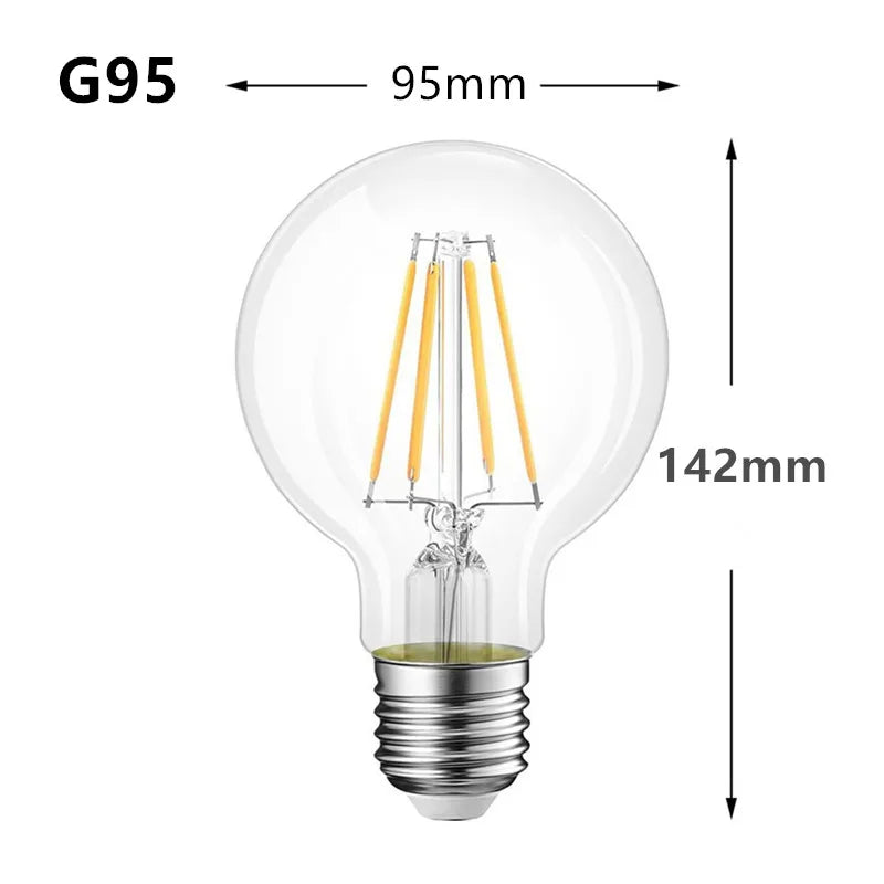 ampoule led filament édison transparente dorée vintage 360° e27 220v 4w 6w 8w 2700k