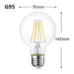 ampoule led filament édison transparente dorée vintage 360° e27 220v 4w 6w 8w 2700k