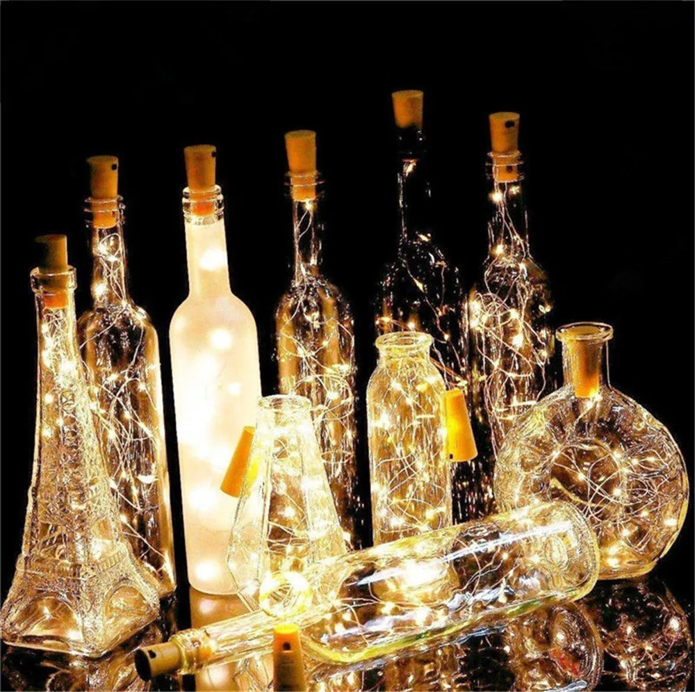 lumières led bouteilles multicolore fil cuivre transparents blanc chaud fête noël
