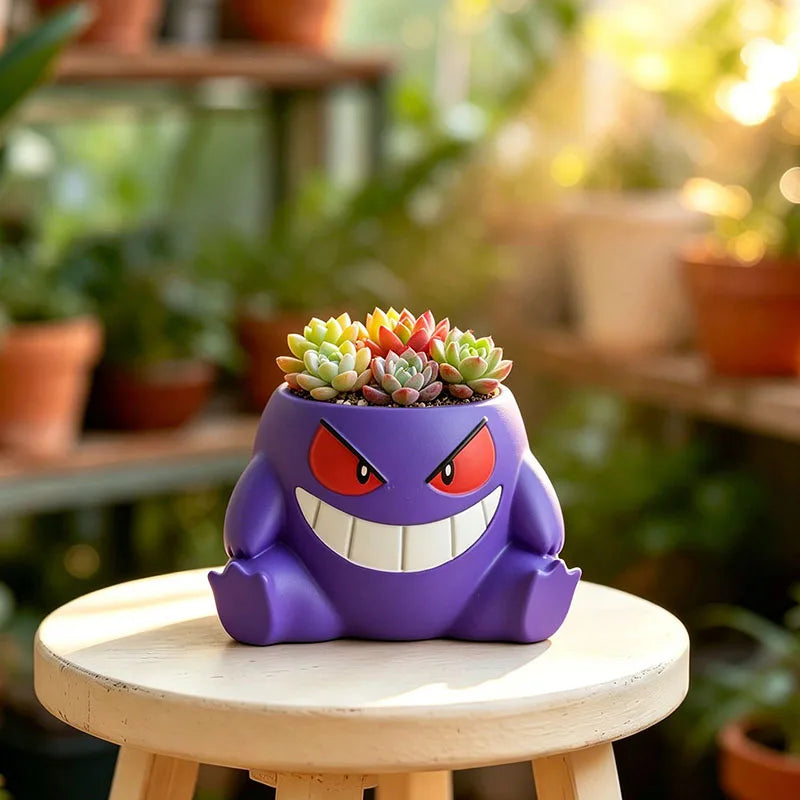 pots fleurs résine gengar succulentes deco anime personnages violet fantaisiste maison jardin