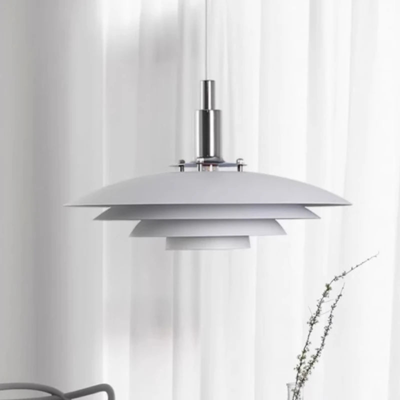 lampe suspendue moderne minimaliste blanc multi niveaux opacité tringle salon chambrehôtel