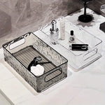 boîte rangement transparente texture ondulée poignées moderne cosmétiques salle bain rechargeable plastique