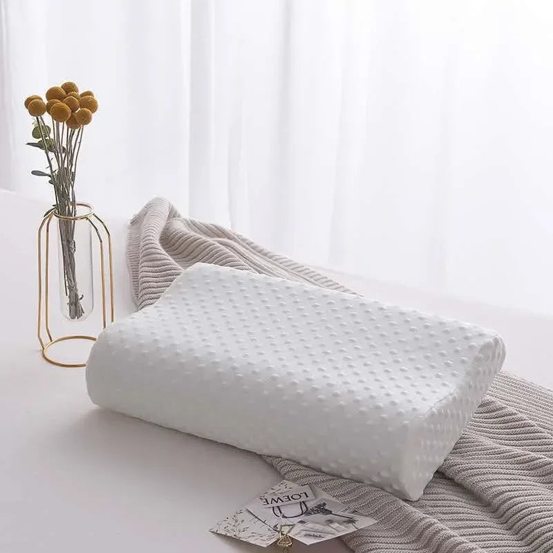 oreiller mousse mémoire forme rectangulaire fibre bambou couleur blanc texture points contemporain qualité mémoire