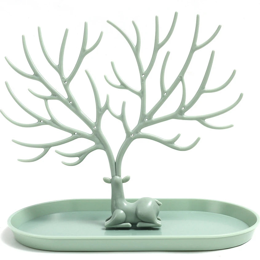 présentoir bijoux arbre branches cerf rose vert blanc moderne minimaliste rangement bijoux