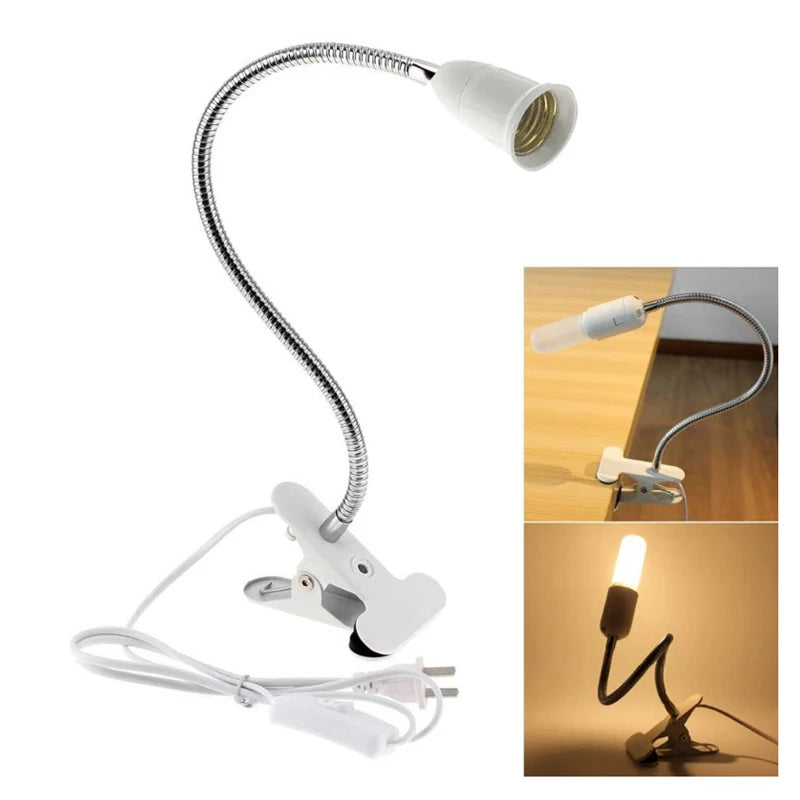 lampe clipable moderne flexible 360 degrés blanc argenté interrupteur plante domestique