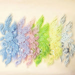 appliques textiles brodées fleurs sequins bleu clair vert rose blanc décoratives vêtements occasion party