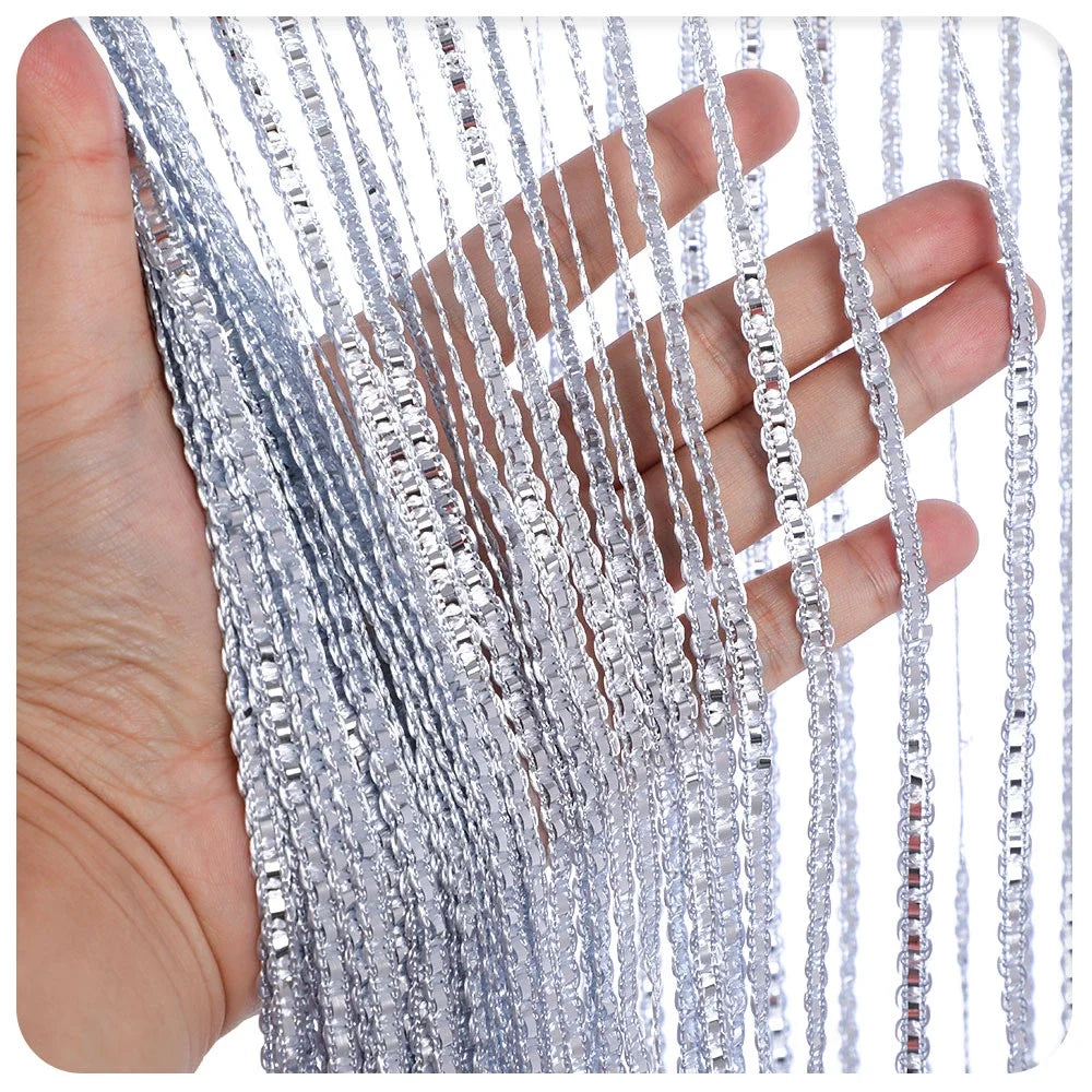 rideaux argentés franges brillantes modernes transparents salon chambre