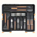 organisateur tiroir rangement cuisine moderne couverts vaisselle ustensiles extensible noir argenté
