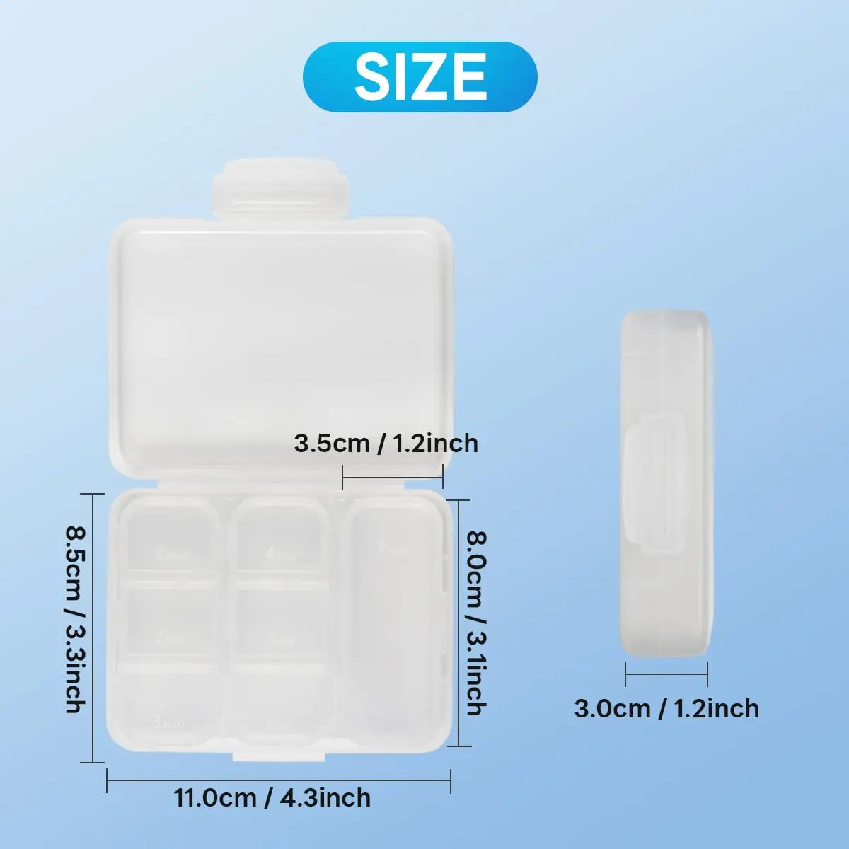 boîte rangement pilules semaines transparente moderne compartiments rigidifiants couvercle pratique portable voyage