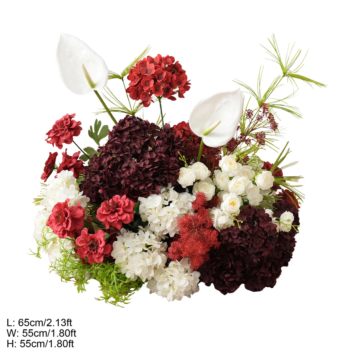 bouquet fleurs artificielles rouge blanc vert extérieur intérieur décoration maison événement mariage anniversaire partys