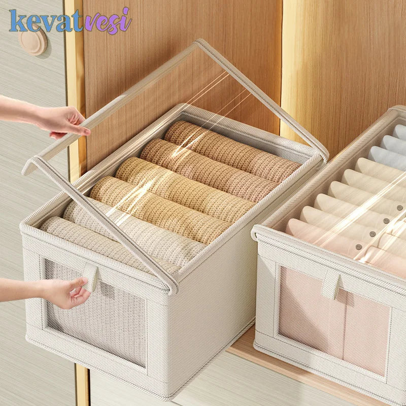Boîte de rangement pliable pour vêtements avec couvercle en tissu non tissé
