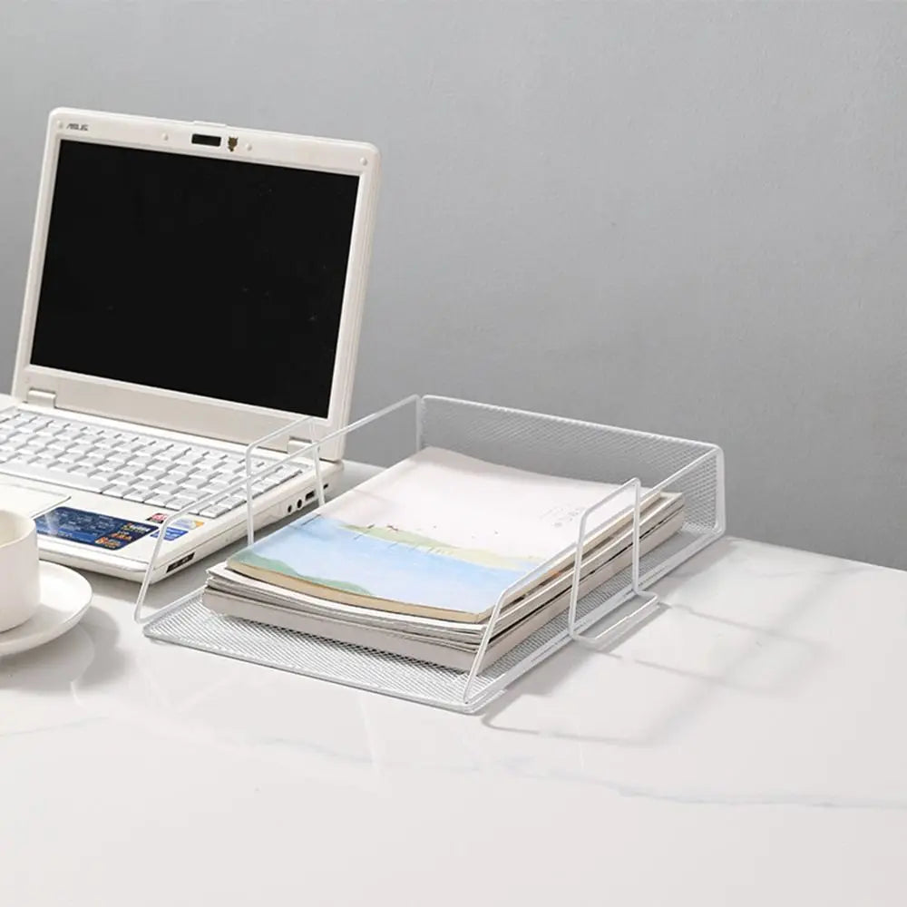 organiseur moderne plateau documents métal noir blanc stylé fonctionnel carnet stylo vase