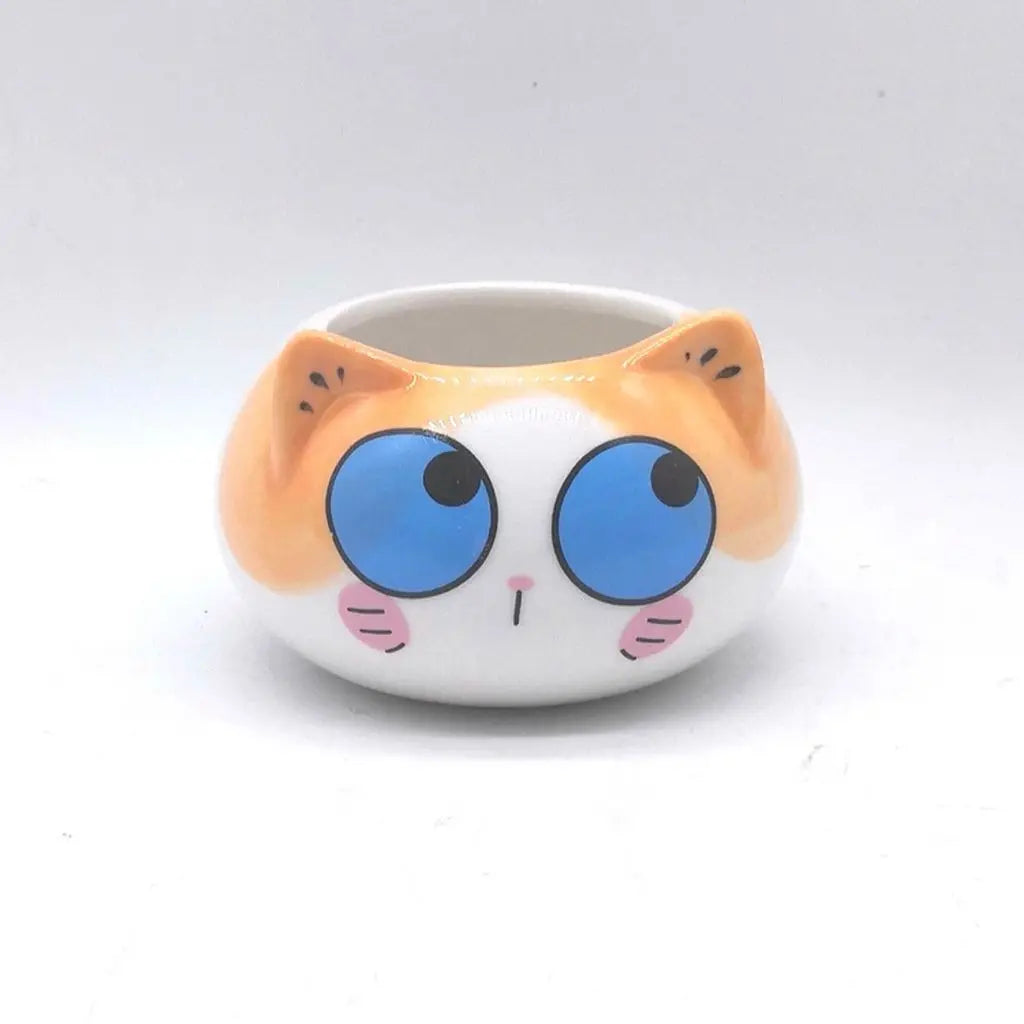 cache pot cartoon visage animé blanc rose jaune noir succulente décoration table adultes unisexe