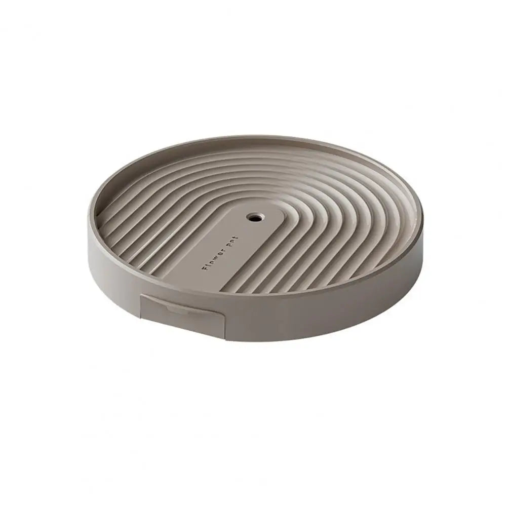 support plante roulettes collecte eau moderne gris clair rayures concentriquesversibleintérieur