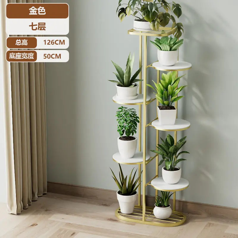étagère métal multi niveaux plantes moderne extérieur intérieur or noir blanc