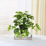 plante artificielle feuilles vertes moderne pot rouge extérieur intérieur décoration