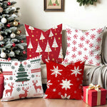 coussins décoratifs noël motifs sapins rennes flocons peluche rouge blanc vert traditionnels