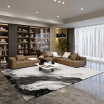tapis moderne géométrique noir blanc gris love is love adhésif salon chambre polypropylène polyester