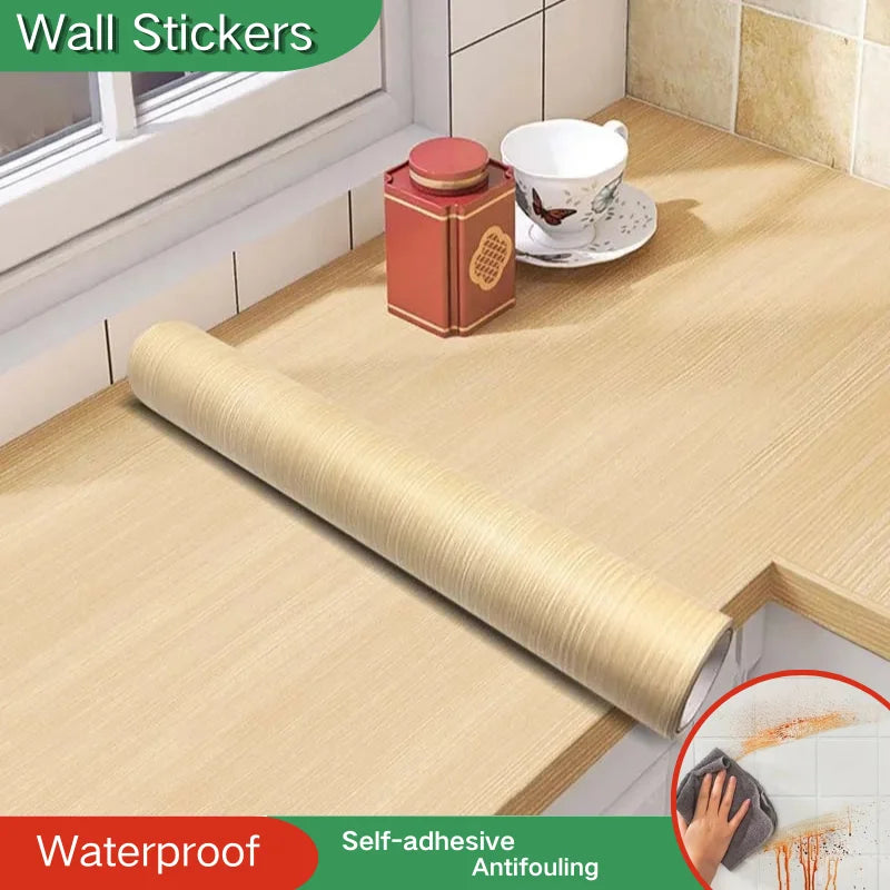 autocollant vinyle adhésif rénovation meuble bois naturel papier peint mural cuisine salon moderne imperméable