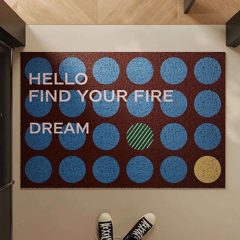 tapis sol moderne motif cercles colorés pvc antidérapant entrée maison intérieur décoratif large